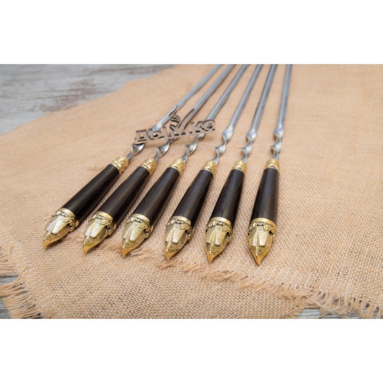 Шампуры с деревянной стандартной ручкой и литьем "Орел"
