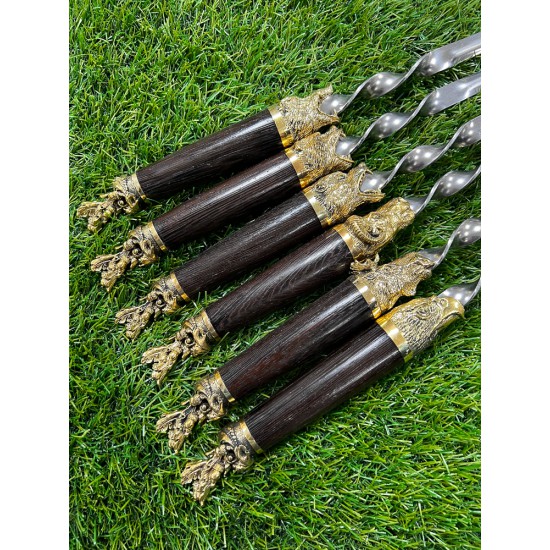 Шампуры с деревянной ручкой и литьем "Мечта охотника"
